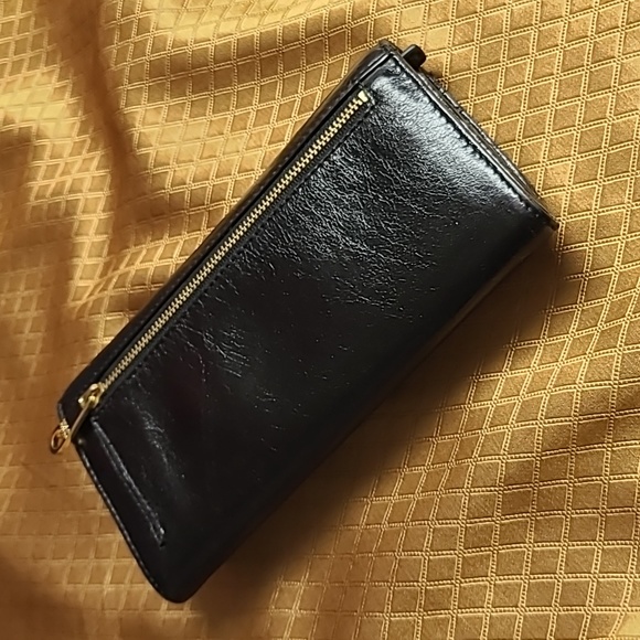 NWT Badgley Mischka Black Leather Gold Studded Wallet Clutch Ann Shine 7.5"x4" - Picture 11 of 16